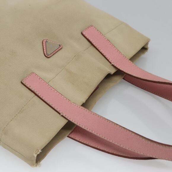 PRADA Tote Bag Canvas Beige Silver - Picture 6 of 12